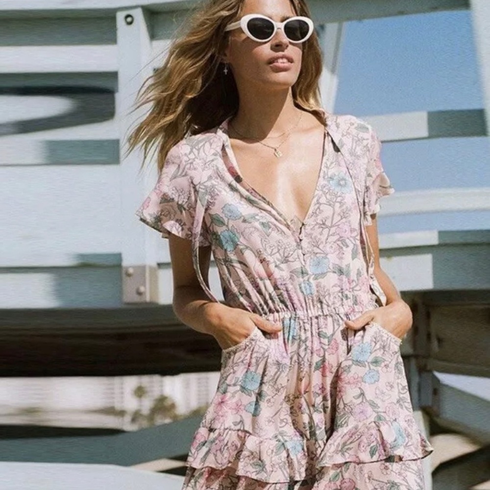 Spell Sayulita Frill Mini Dress, S!!
